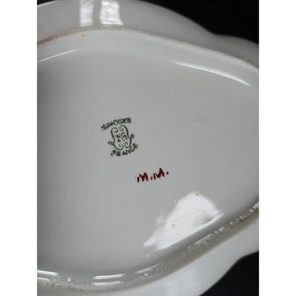 Limoges Cherries Split Handled Victorian Vanity Tray W.G. & Co Antique Gold Trim